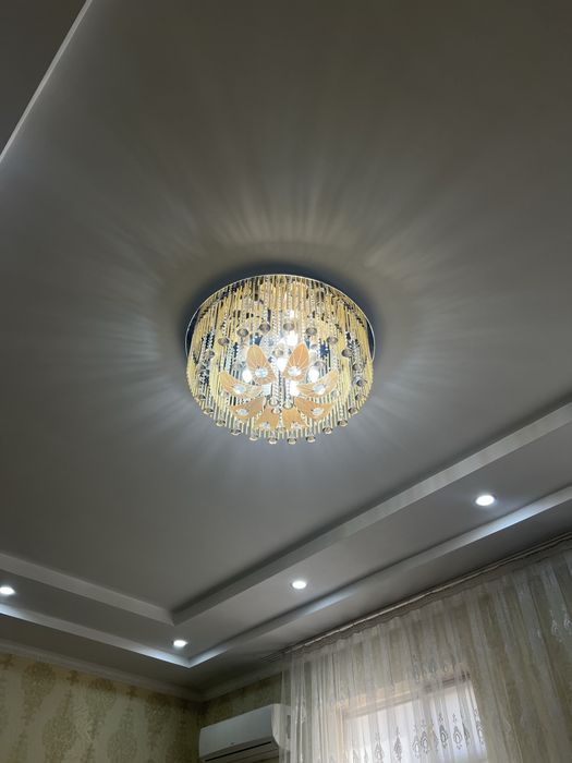 Шторы, тюль и люстра б/у