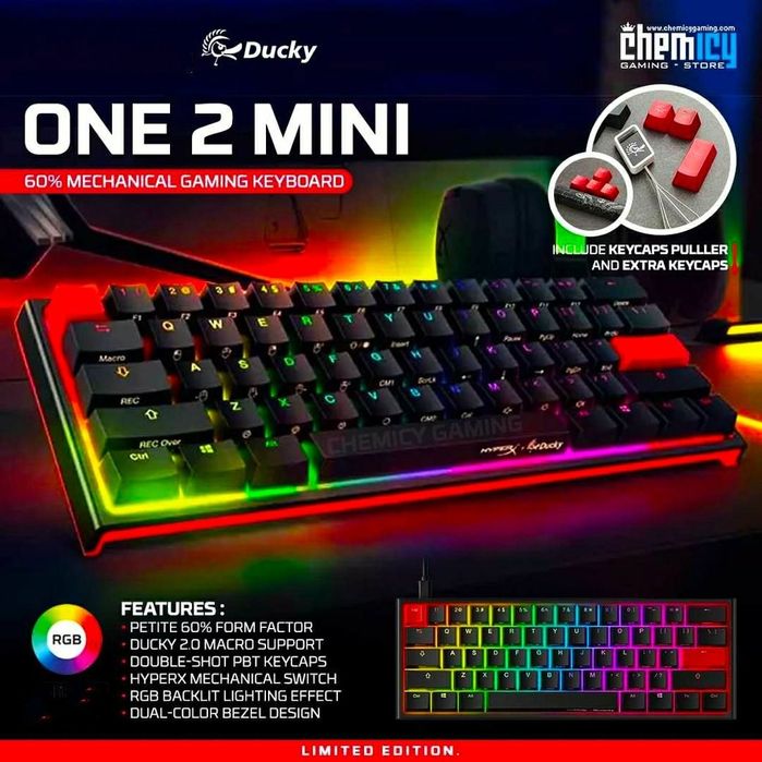 СКИДКА! Ducky One 2 Mini Механическая Клавиатура (свитчи cherry blue)