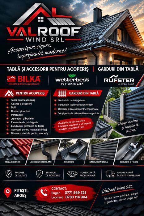 Tabla ,accesorii pentru acoperis si gard