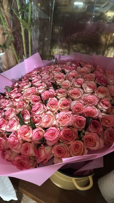 Букет 101 розы, свежая