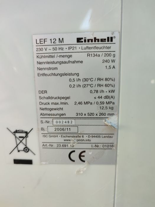 dezumidificator portabil Einhell