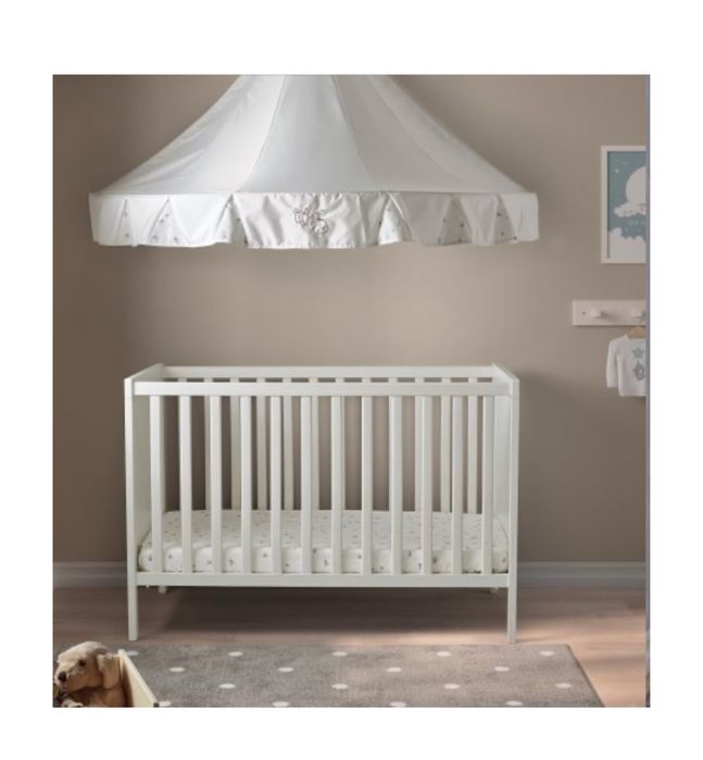 IKEA Бебешко Креватче/ Легло + 60x120 см Бяло SUNDVIK + подарък матрак