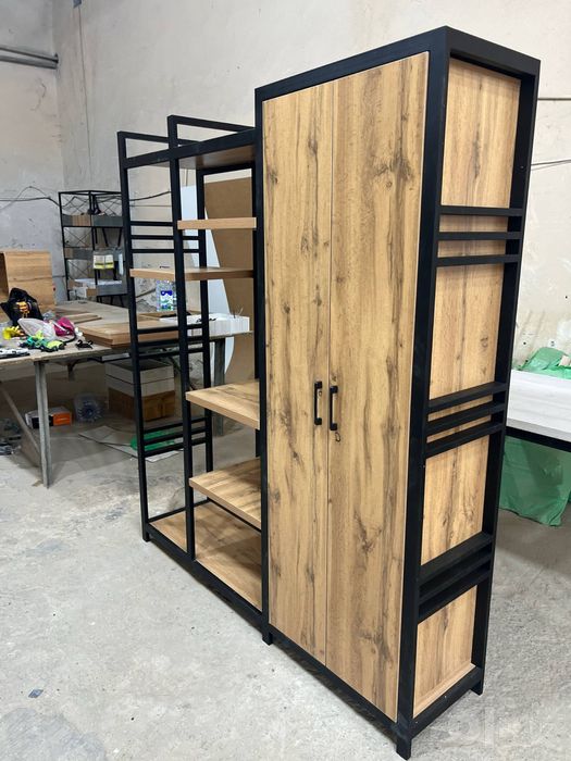 Stellaj + shkaf loft uslubida, o'lchamlar buyurtmaga qarab
