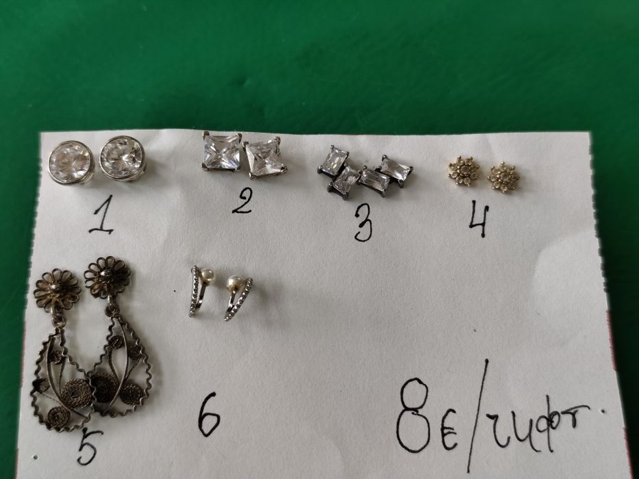 Сребърни обеци 925 8 чифта