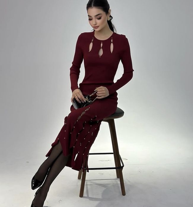 Бордовые платье , размер 46