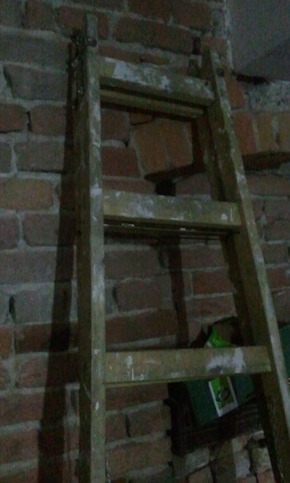 Scara de lemn masiv, dubla, 2x7 trepte, 2,5 m, gradina, zugrav  schimb