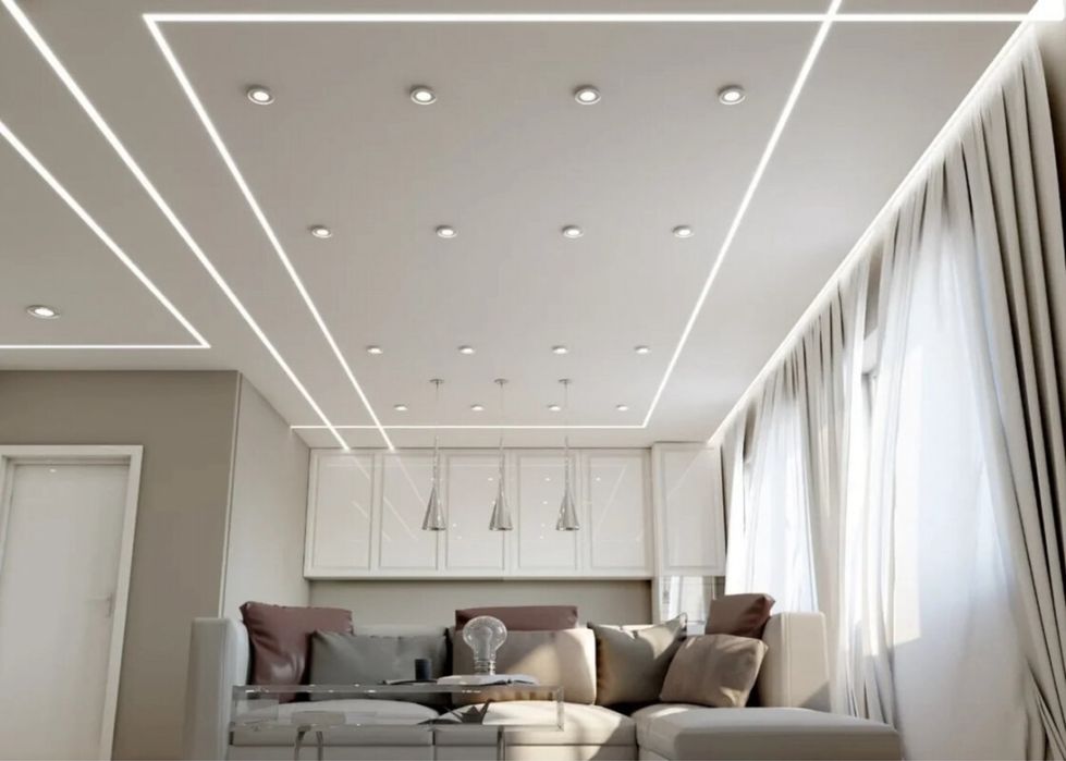 Натяжные и подвесные потолки под ключ — выезд замерщика бесплатно