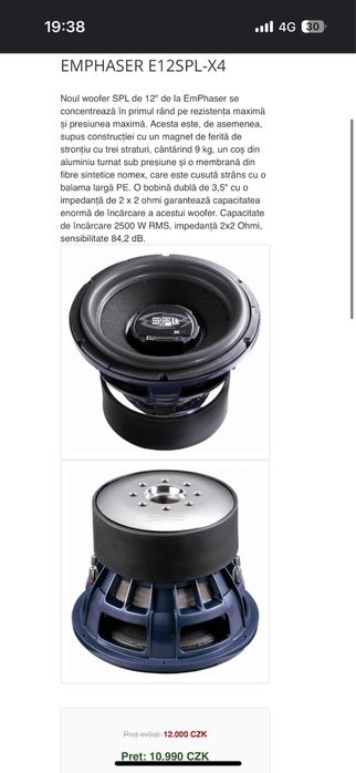 Subwoofer auto spl 2500 w rms
