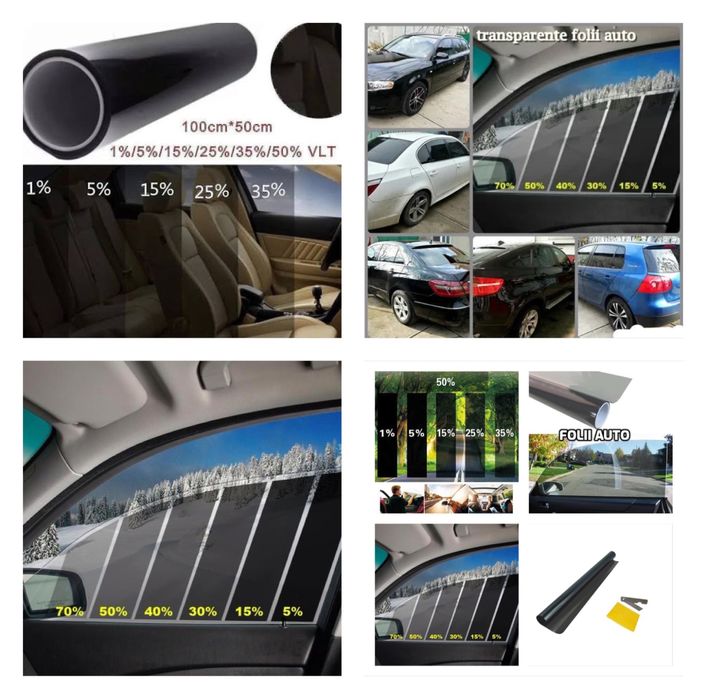 Folie auto geamuri 1%5%10%15%20%25%30%35% vizibilitate