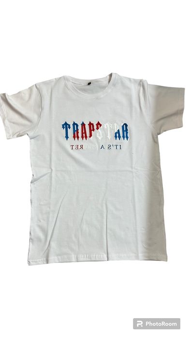 Тениска Trapstar черна, бяла и синя