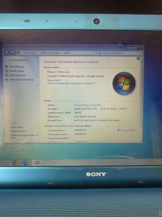 Laptop Sony Vaio model PCG-61211m