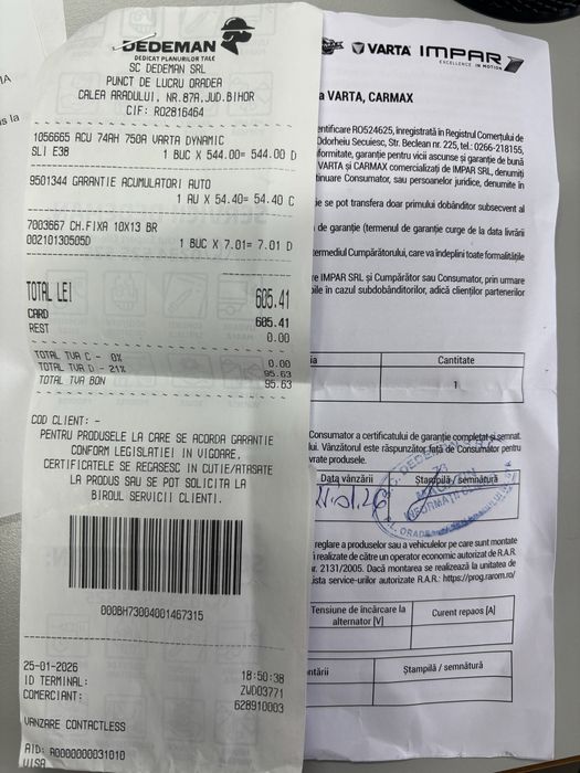 Vand Baterie auto Varta E38 74 Ah