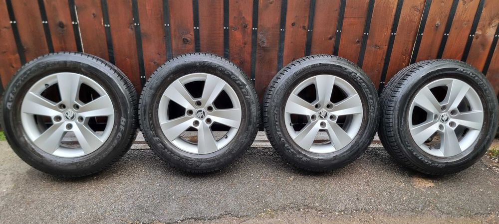 4 броя оригинални алуминиеви джанти за Škoda + летни гуми BFGoodrich, 16 цола