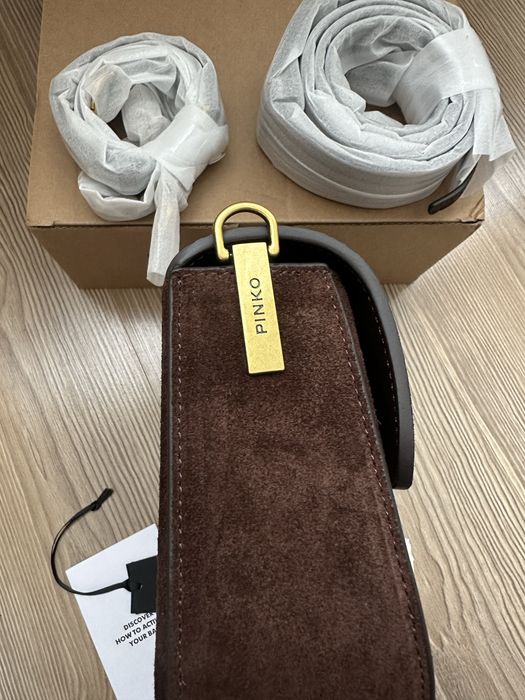 Оригинална велурена чанта Pinko в кафяво 104340 A2CC