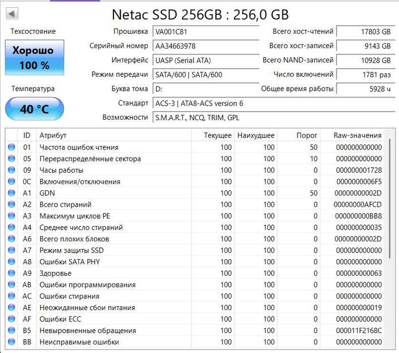 SSD Netac N600S 256GB