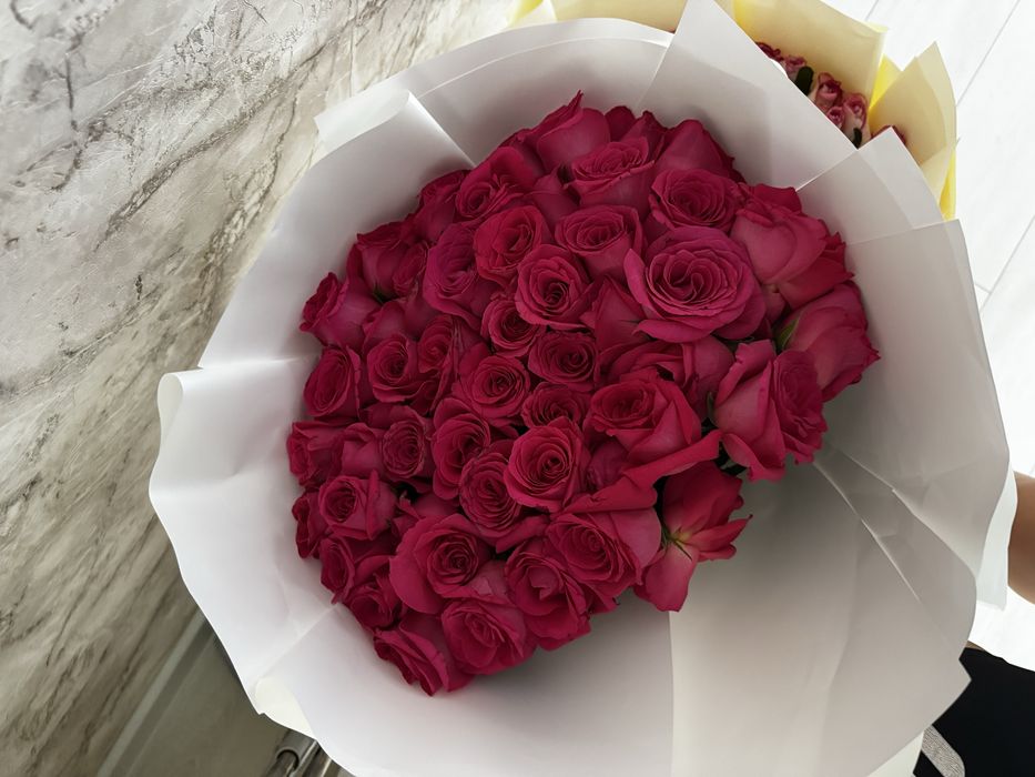 Розовые розы, 51шт