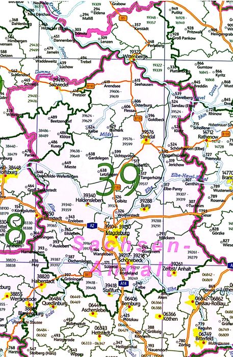 Harta Germania cu cod postal 84x114 cm