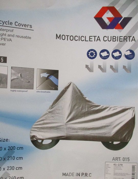 Prelata husa moto scuter bicicleta motocicleta 230x130cm 30lei  200-220x120x100cm 40lei,  250x125x100cm 45lei 300x130x110cm 50lei impermeabila 4 inele