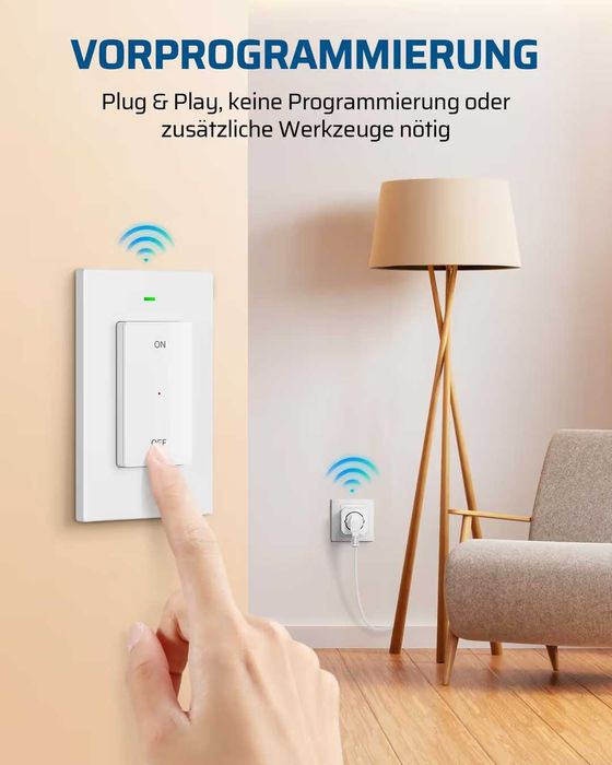 Priză wireless cu telecomandă 16A 3680W – Alb