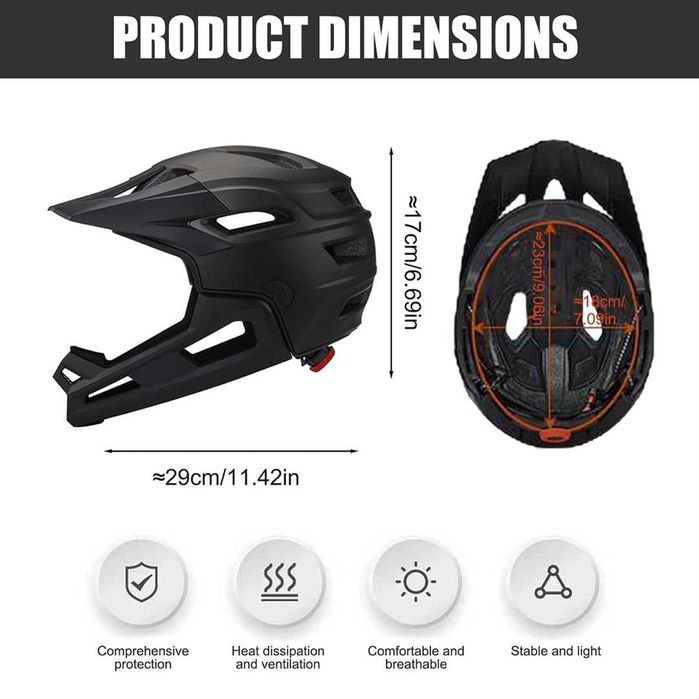 Кросова каска MARTAR, Full Face, ЕN Сертифицирана, Модулна, Тегло: 570g, Размер: M/L