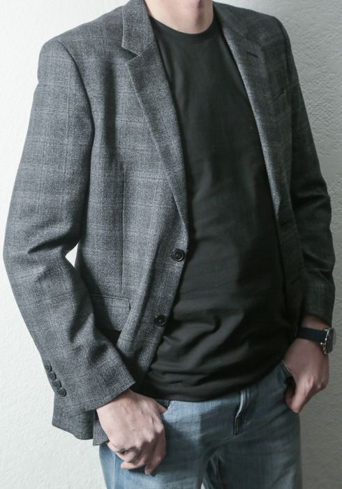 Пиджак мужской, в клеточку, стильный, повседневный. Корея