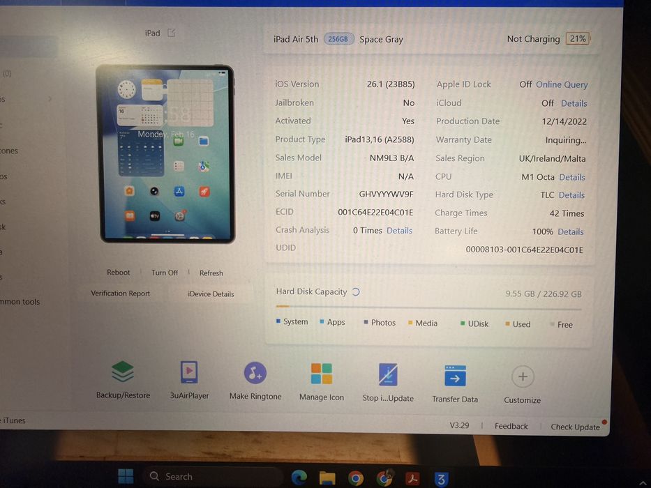 Apple ipad air 5th gen 256gb wifi la cutie ios 26