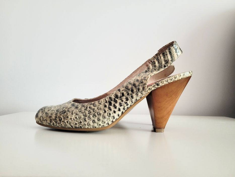 Pantofi cu toc comod, damă, 37, Drastic, imiitație piele șarpe