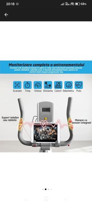 Bicicleta Spinning Magnetica Fitness GO4FIT®, Model GF200, Volanta 10kg