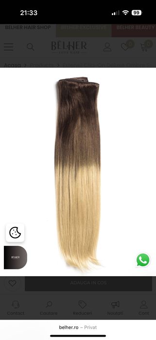 Vand extensii par Clip-On Deluxe Ombre Saten Natural/Blond-NEGOCIABIL