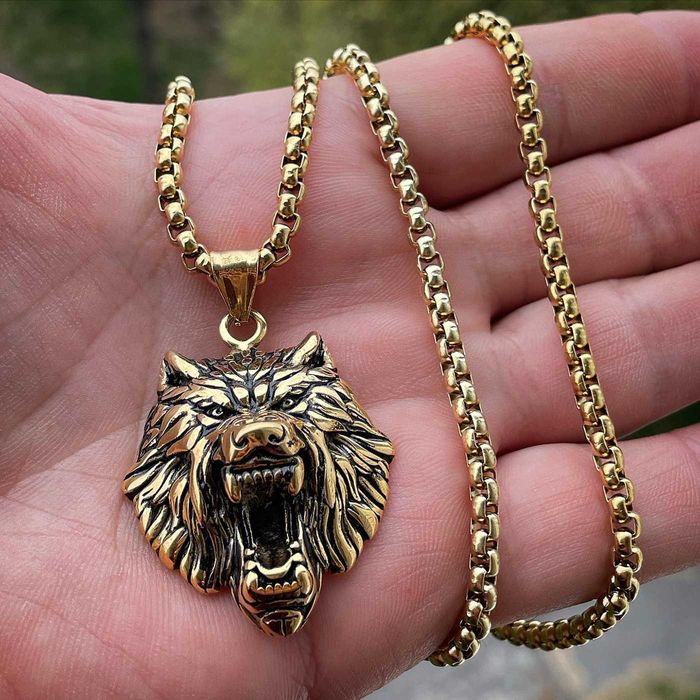 Мъжко Колие От Стомана с Вълк