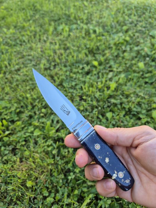 Малък ловен нож R.W.LOVELESS Marble с кожена кания,LN421