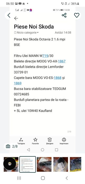 Piese Skoda Octavia 2 break  BSE burduf bielete arcuri amortizoare noi