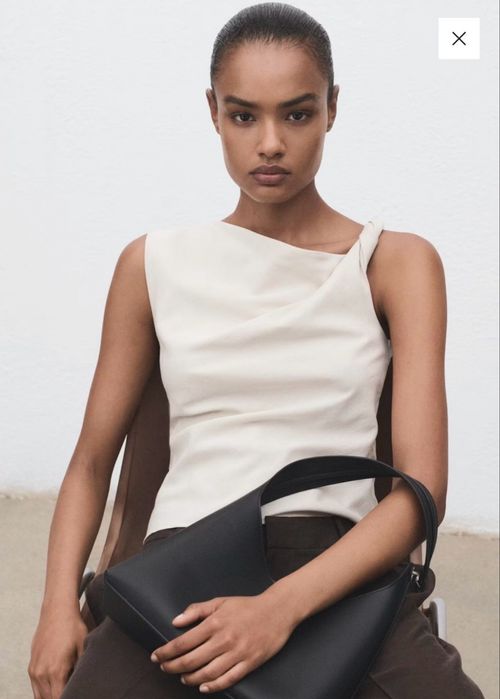 Mango дамска асиметрична и драпирана блуза