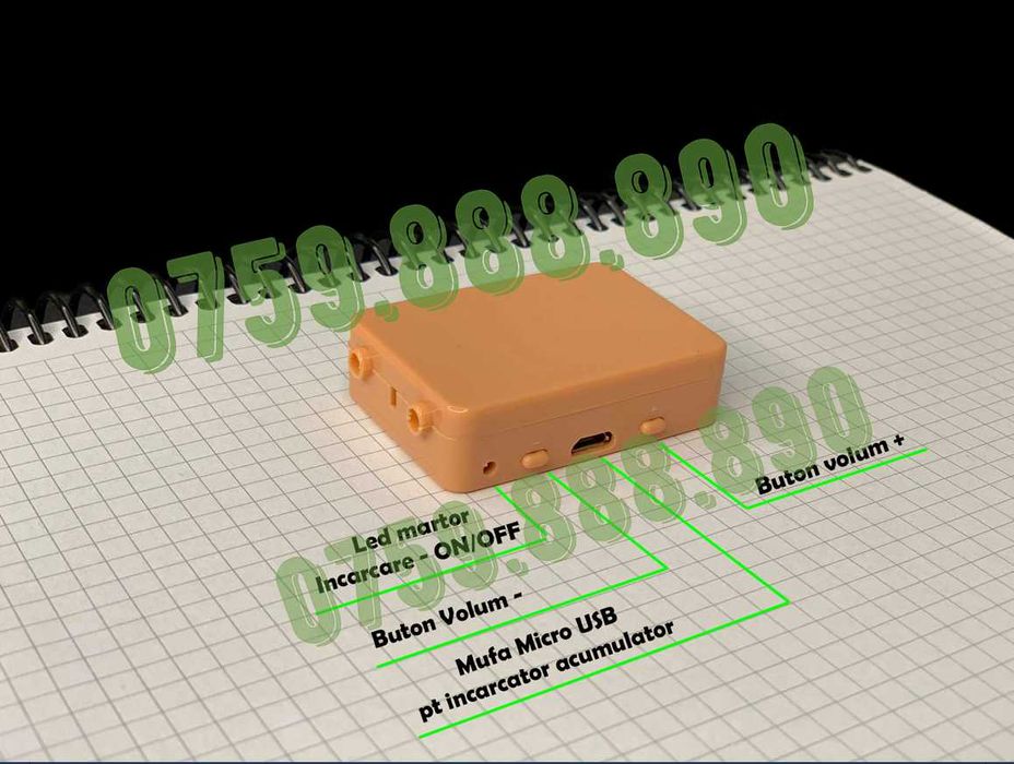 Casti Copiat Casca de Copiat Fara Telefon - Cutiuta GSM NeDetectabila