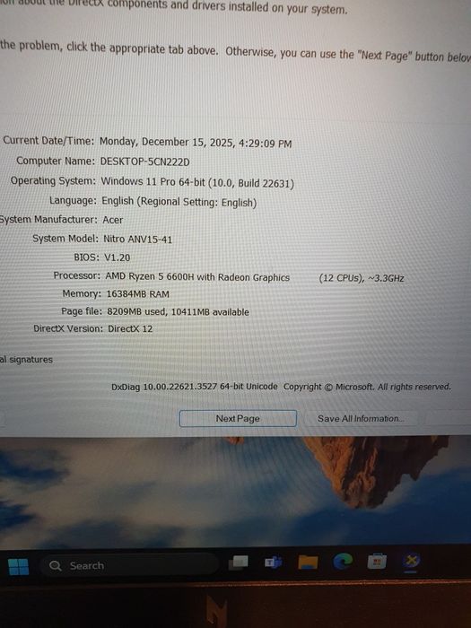 NOU ! Acer Nitro,15"FHD,Cpu Ryzen5,Ram16gb DDR5,SSD 512gb,Nvidia RTX