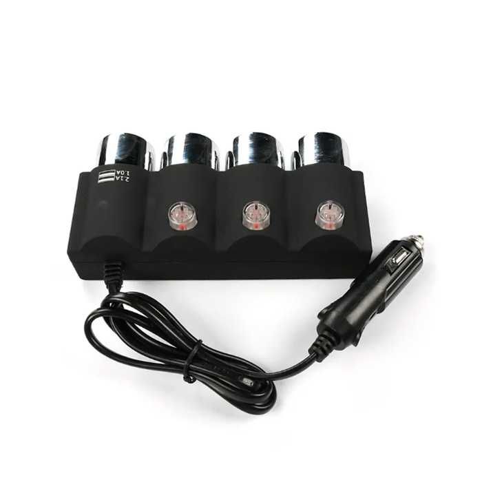 Разклонител за запалка с 3 гнезда и 2 USB