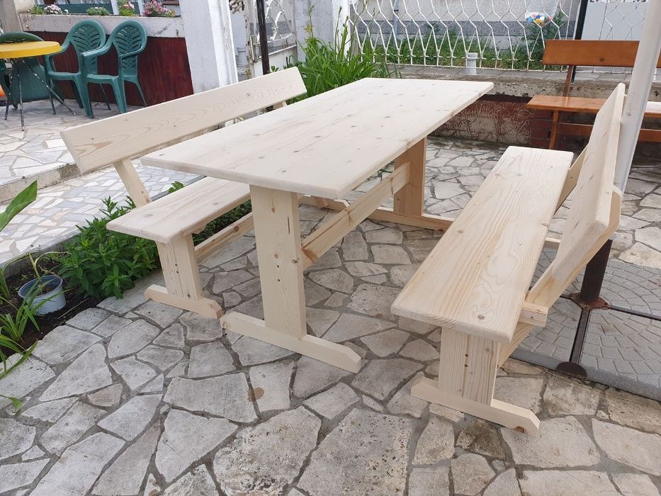 В НАЛИЧНОСТ- Нови Дървени маси с пейки - баварски  комплекти