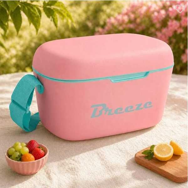 Преносима хладилна чанта Mercado Trade, За къмпинг, плаж, планина, Розова, 11.5л.