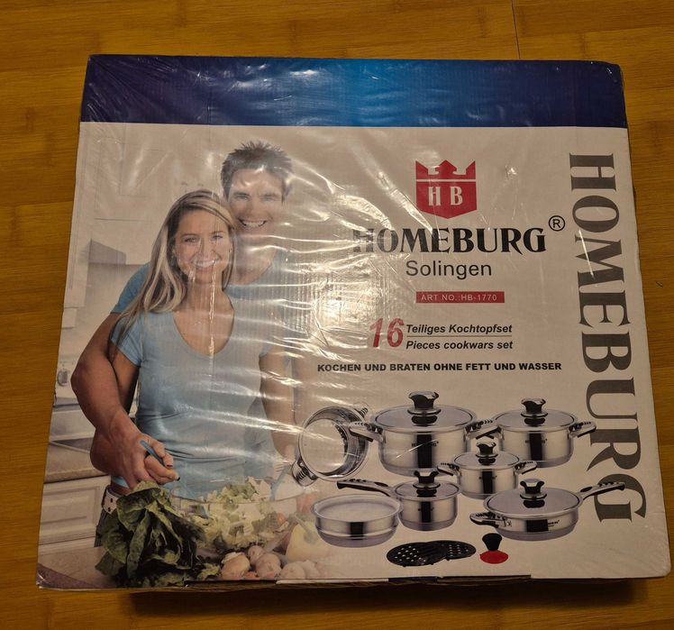 Set NOU oale si tigai INOX 16 piese de gatit Homeburg