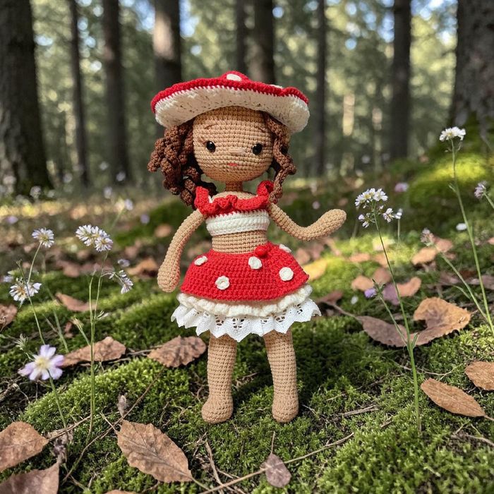 Кукла-поганочка вязаная крючком ручная работа