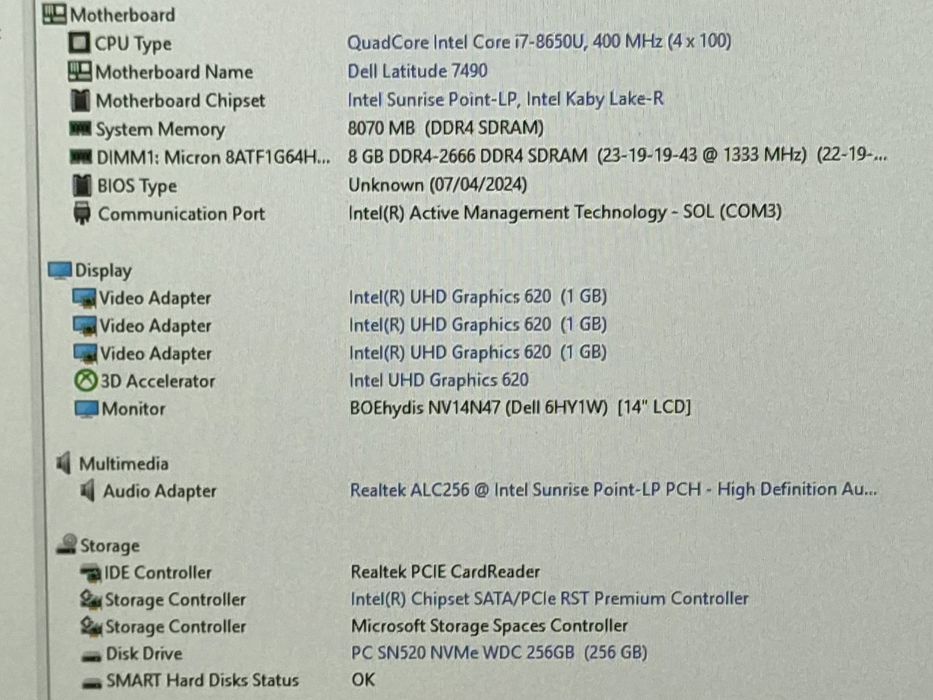 vand laptop diagnoza Dell Latitude 7490.14"FH.i7 8650.Quad Core.8 Gb.Ssd 256Gb