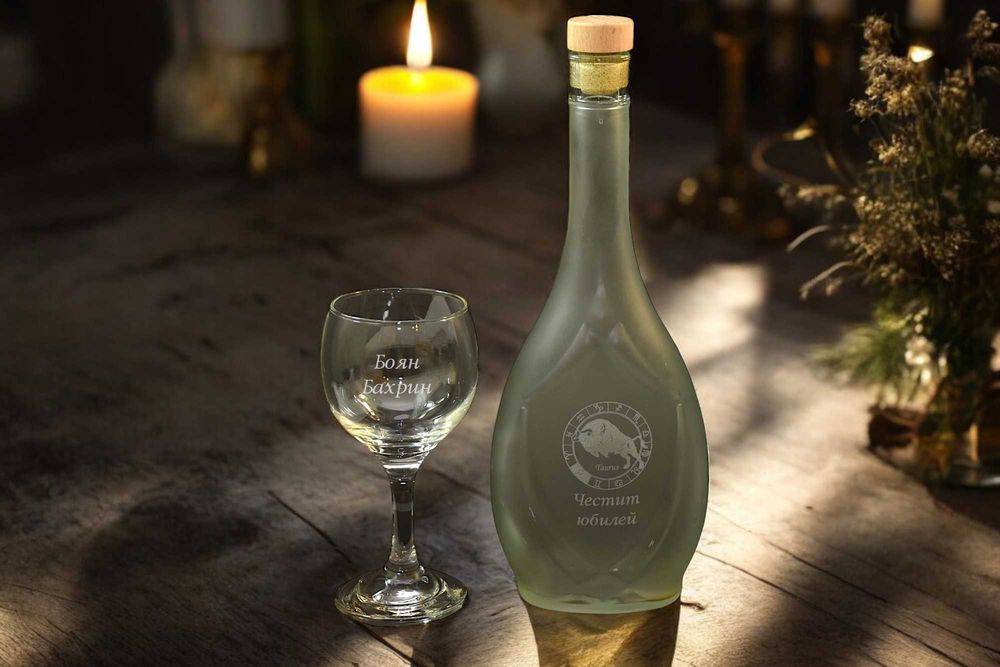 Лазерно гравирани по ваш избор ПРОМО СЕТОВЕ от стъклени чаши и бутилки