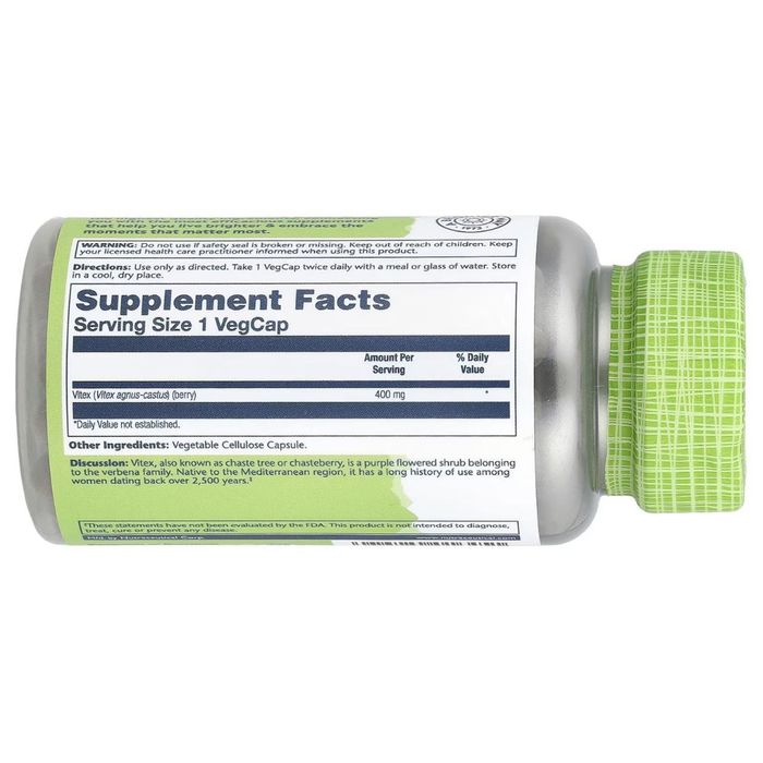 Экстракт Витекса 100 веган капсул Solaray, True Herbs, Vitex