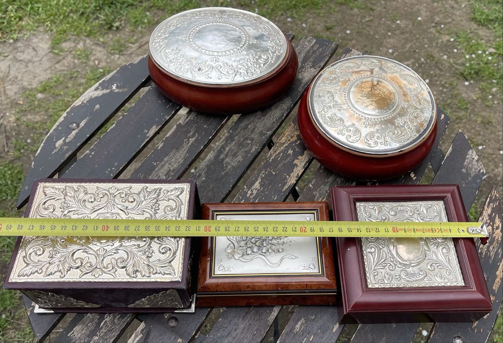 Casete de bijuterii din mahon si argint 925