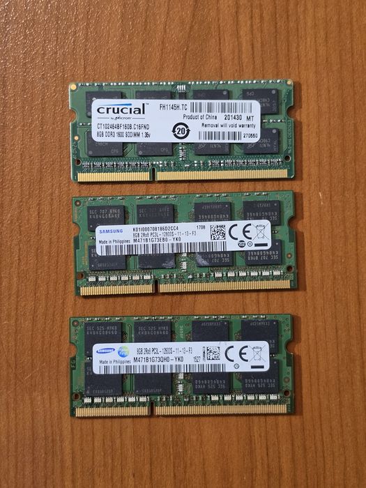Ram ddr3 за лаптоп по 8gb всяка.