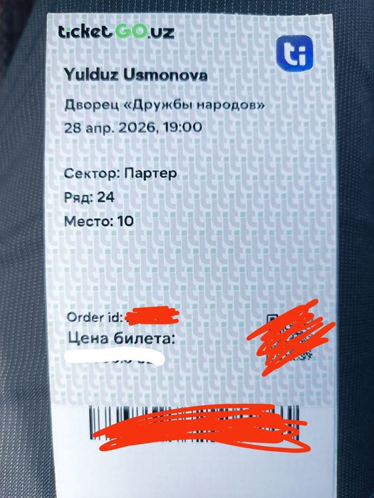 Yulduz Usmonova konsertga bilet 28-aprel