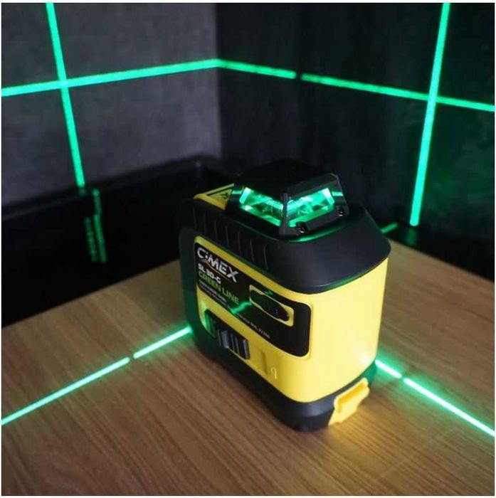 ПРОМО 38% Лазерен нивелир 3х360°, зелен лъч CIMEX SL3D-G
