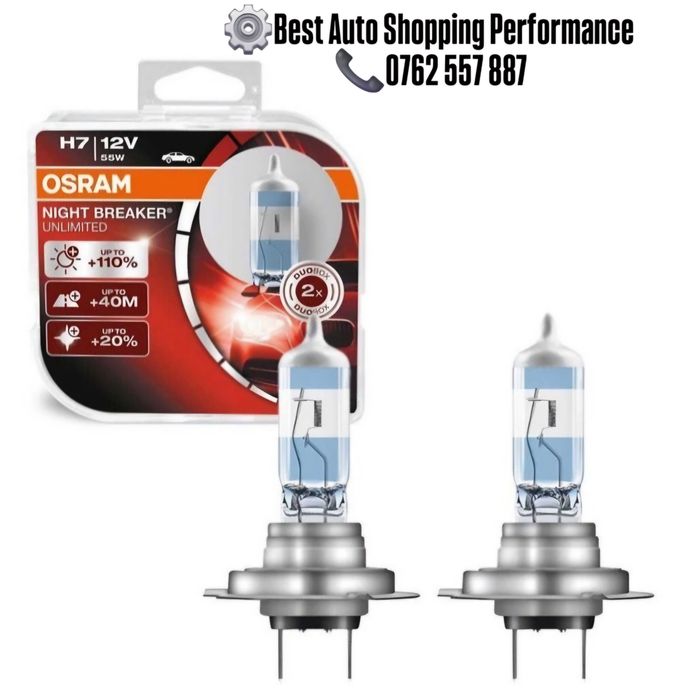 Set becuri H7 Osram Night Breaker Unlimited – +110% lumină noaptea