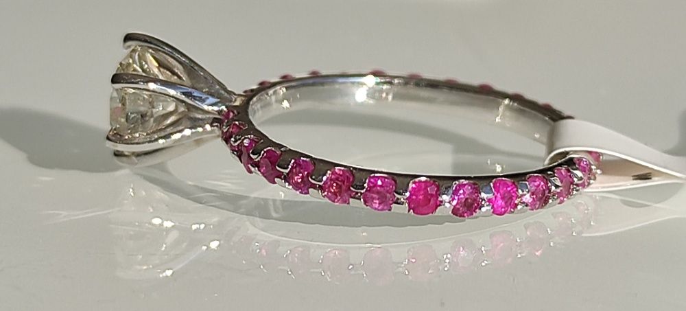 Inel 14k diamante naturale si safire 1.31ct