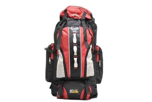 Туристическа раница от текстил 37 х 70 х 21см - Черна/Синя/Червена